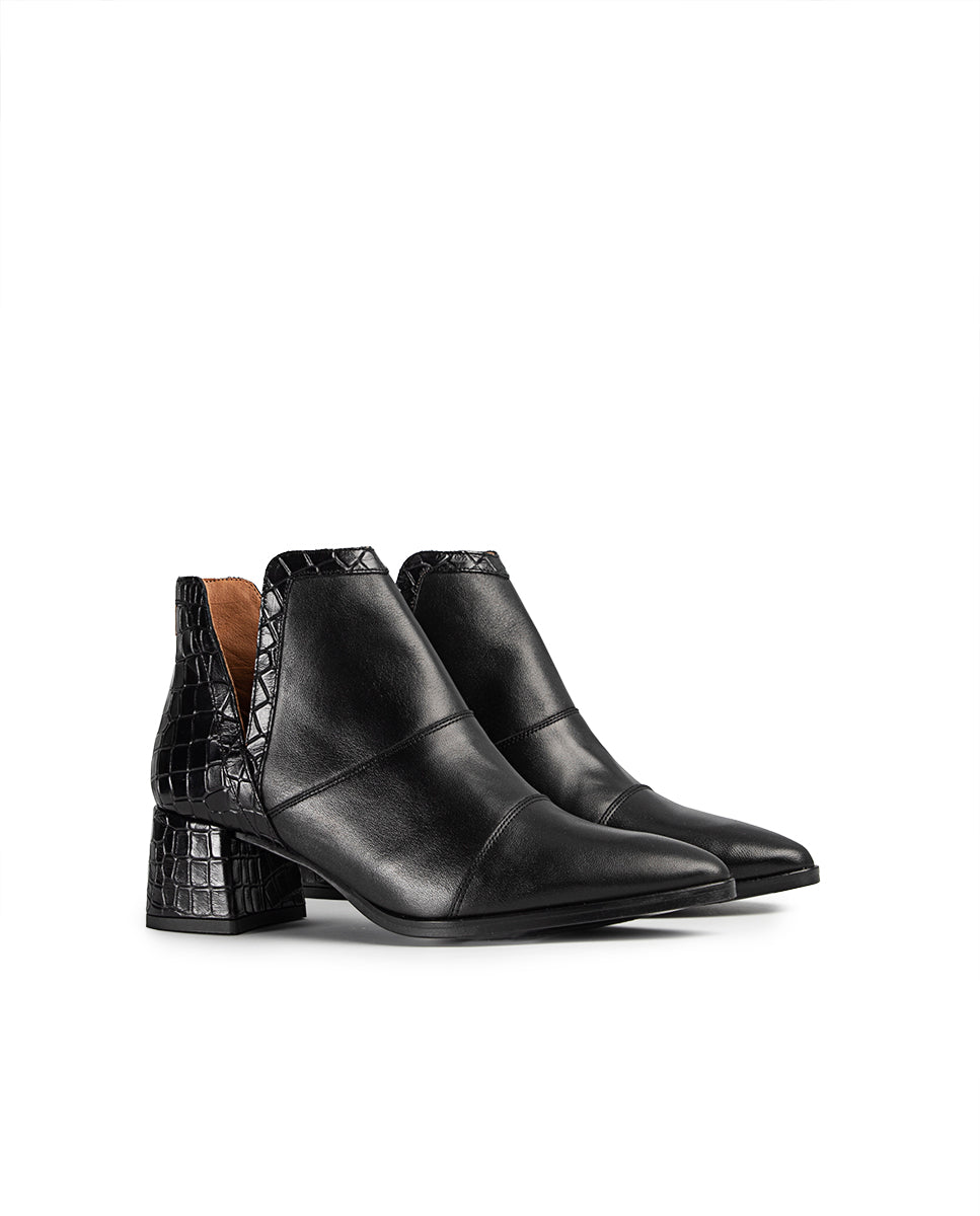 Aura Coco Black Leather Ankle Boot