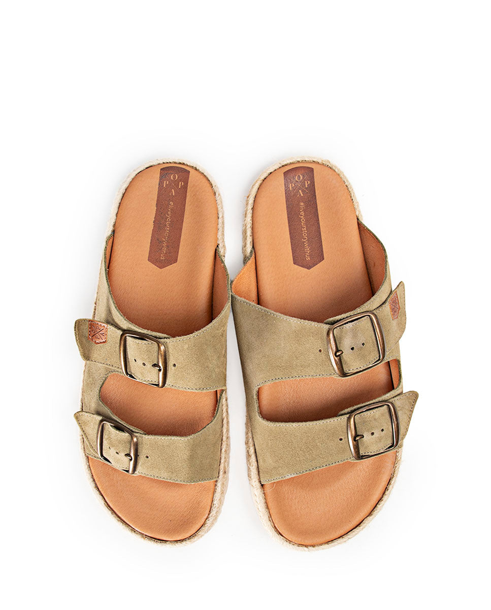 Flat Sandal Icacos Serraje Khaki