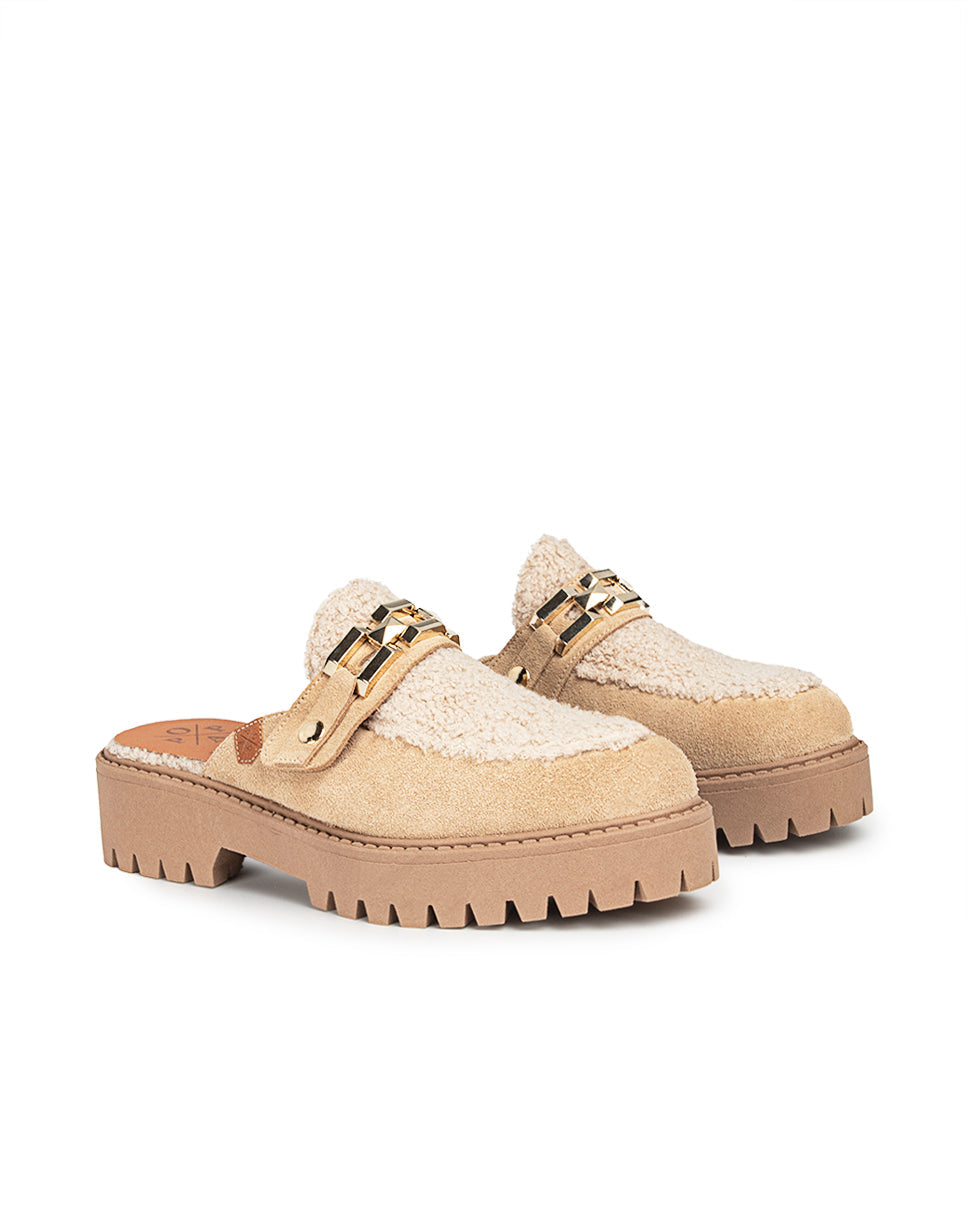 Mule Plataforma Mauna Borreguillo Beige