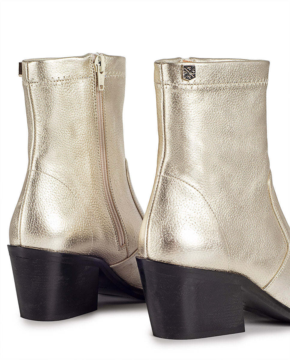 Platinum Laminated Olivia Ankle Boot
