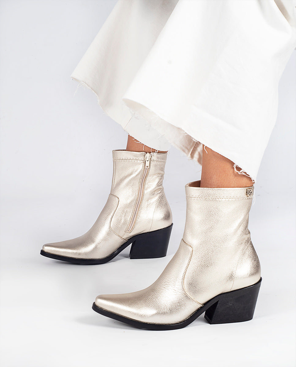 Platinum Laminated Olivia Ankle Boot