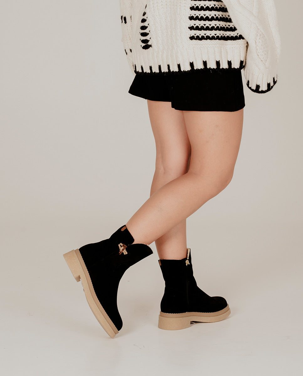 Juana Black Suede Ankle Boot