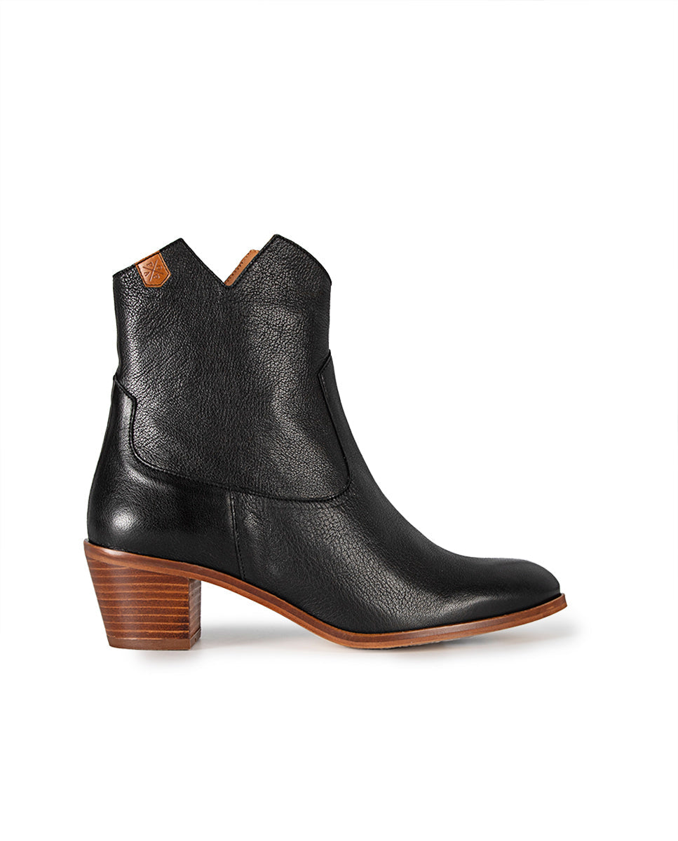 Milan Black Leather Ankle Boot