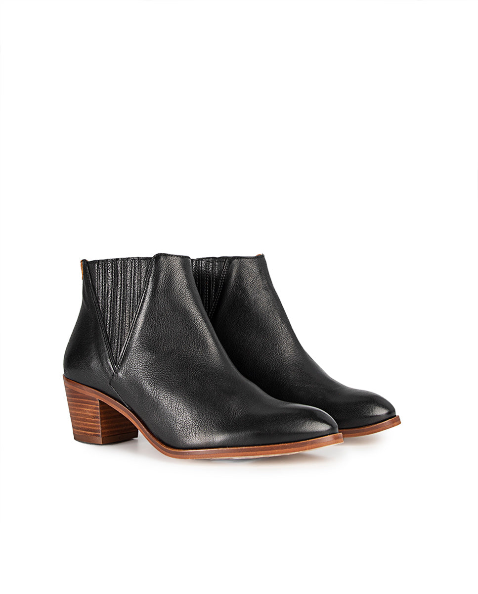 Clarisa Black Leather Ankle Boot