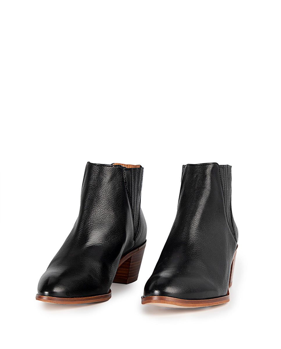 Clarisa Black Leather Ankle Boot